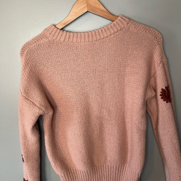 Madewell Flower Embroidered Pullover Sweater Dusty Blush - Picture 9 of 14